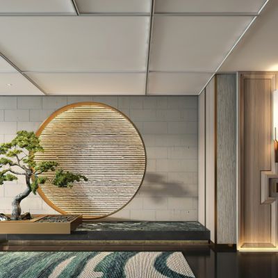 酒店电梯厅水景