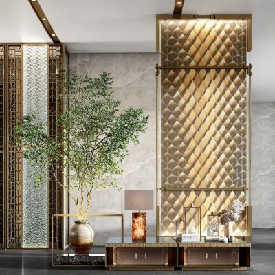 酒店大堂装饰台屏风