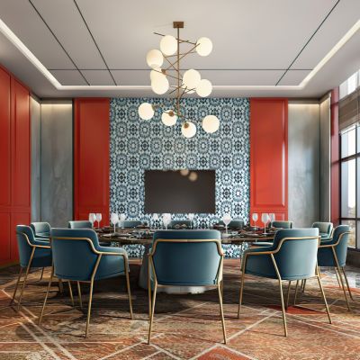 后现代混搭酒店餐厅包房