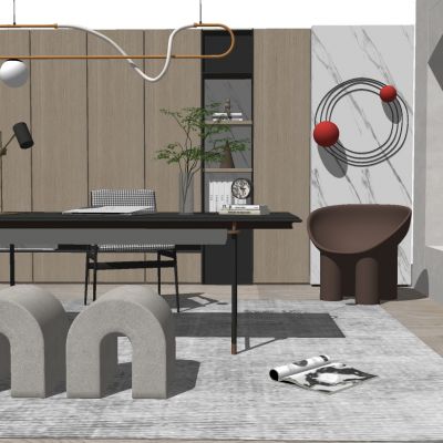 现代家居书房SU