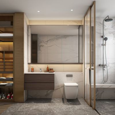 现代样板房卫生间3D模型