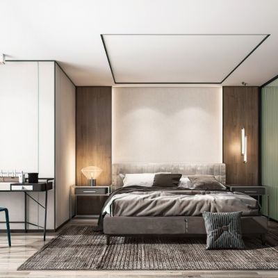 现代样板房卧室3D模型