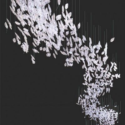 现代酒店大堂水晶吊灯3D模型