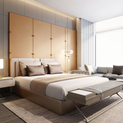 现代样板房卧室床品