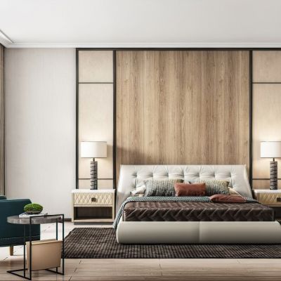 现代样板房卧室3D模型