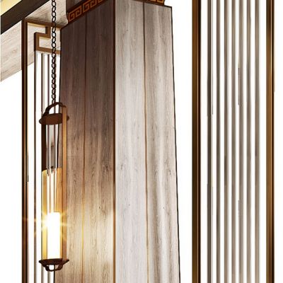 度假酒店餐厅中式柱子