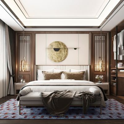 新中式样板房卧室