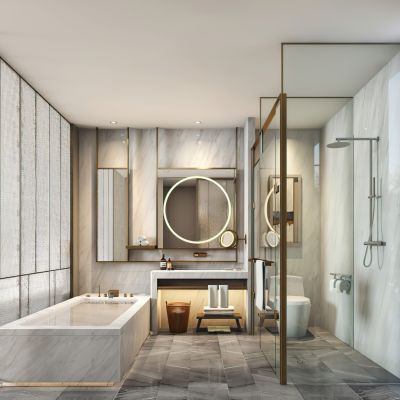 度假酒店客房卫生间3D模型