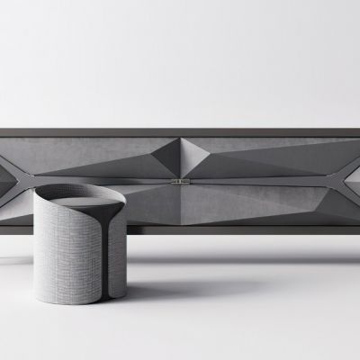 现代电视柜圆凳