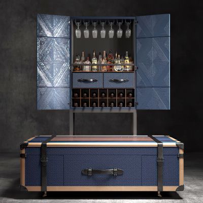 现代皮箱迷你吧酒柜