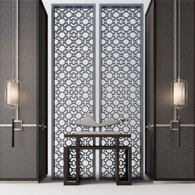 中式屏风壁灯雕刻