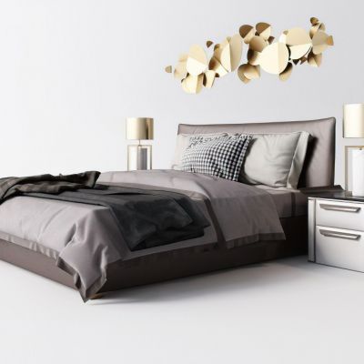 现代双人床床头柜