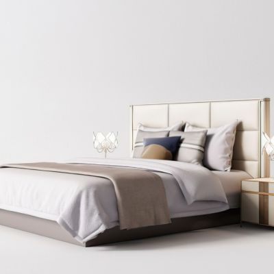 现代双人床床头柜