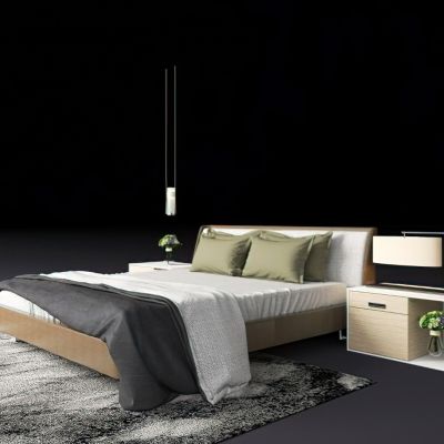 现代样板房卧室床吊灯