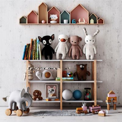 现代儿童玩具摆件书架组合