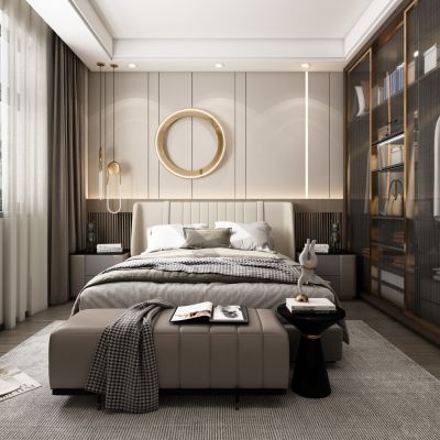 现代卧室，轻奢卧室，主卧，卧室，