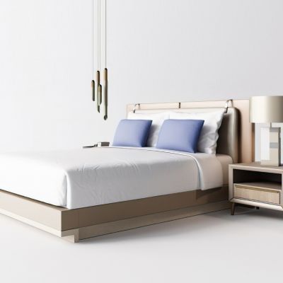 现代双人床床头柜