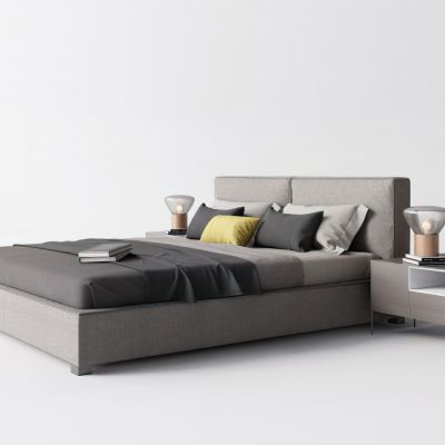 现代卧室床品床头柜