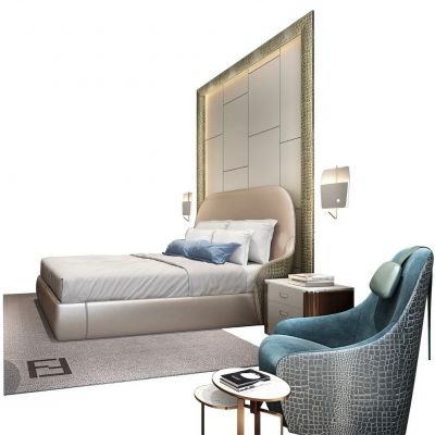 现代样板房卧室床品