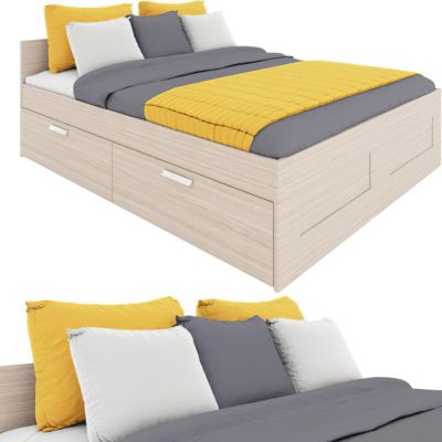 后现代简约抽屉式双人床