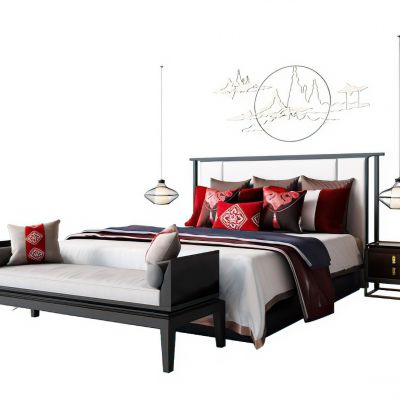 新中式卧室床品