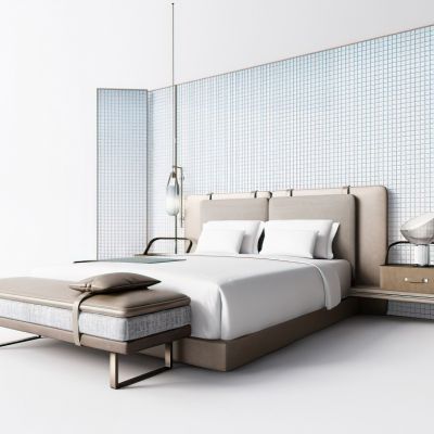 现代卧室床品床尾凳