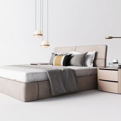 现代双人床床头柜