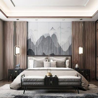 新中式卧室床品