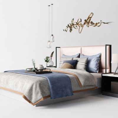 现代双人床床头柜