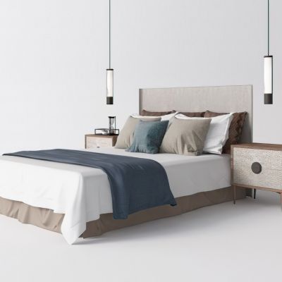 现代卧室双人床床头柜