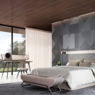 现代卧室床品床头柜