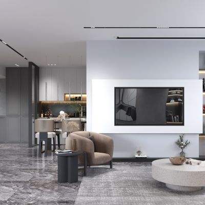 现代客餐厅书房