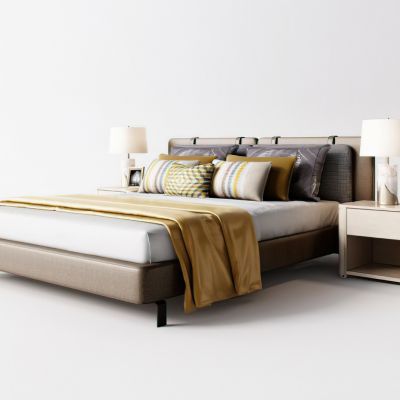 现代双人床床头柜