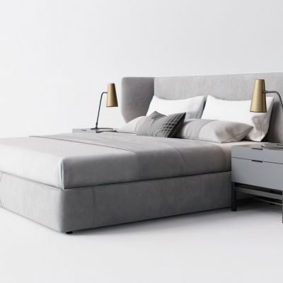 現(xiàn)代雙人床床頭柜