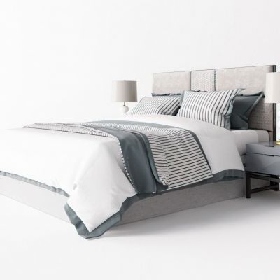 现代双人床床头柜3D模型