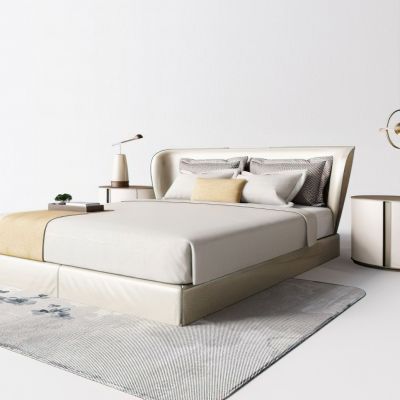 现代卧室床品床头柜