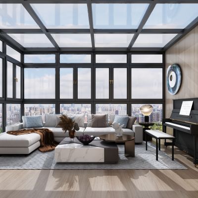 现代阳光房，阳光房，阳台，儿童房，3D模型