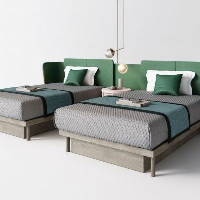 现代客房单人床