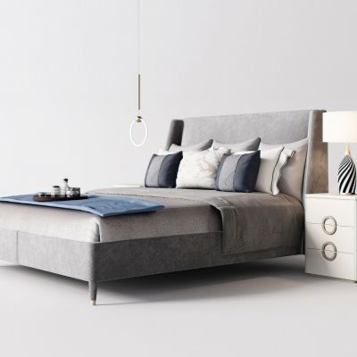 现代双人床床头柜