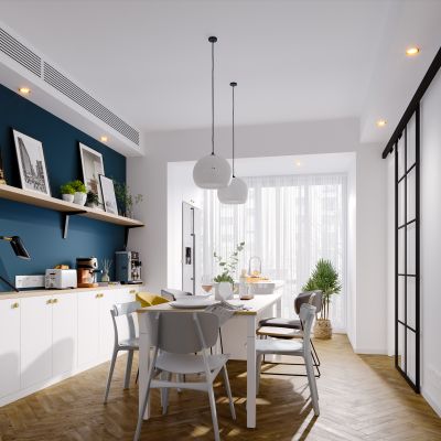 北欧现代简约极简轻奢风格餐厅