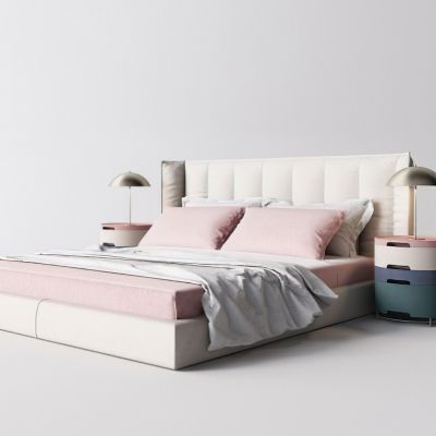 现代卧室床品床头柜台灯