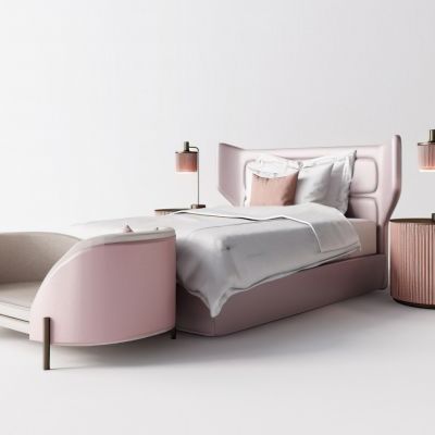 现代床品床头柜休闲沙发