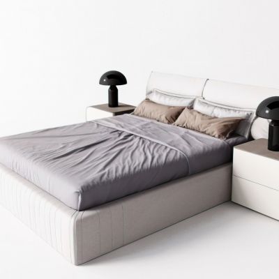 现代双人床床头柜