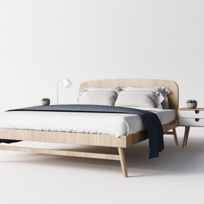 现代双人床床头柜3D模型