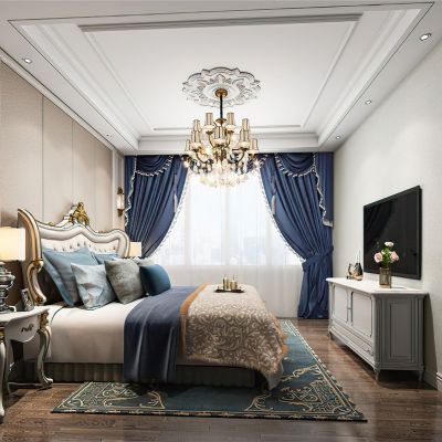 欧式样板房卧室床品组合