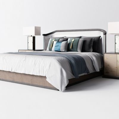 现代双人床床头柜