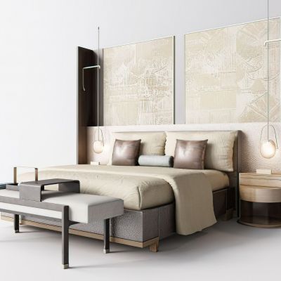 现代床品床头柜床尾凳