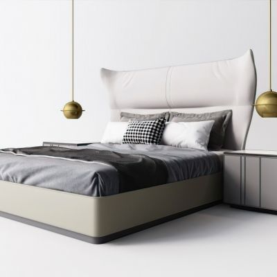 现代双人床床头柜