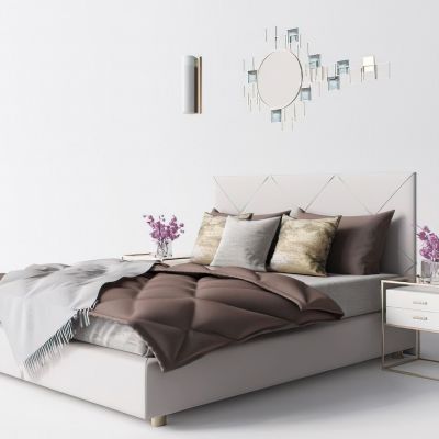 现代双人床床头柜