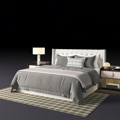 现代豪华卧室床具床头柜